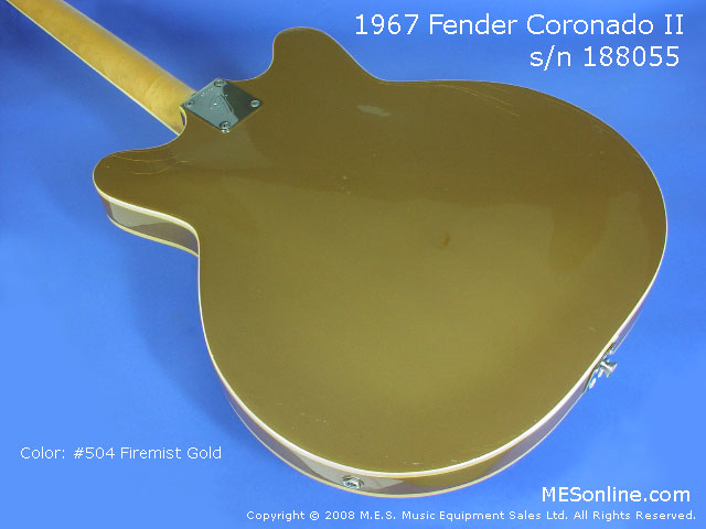 1967 Fender Coronado II Guitar, Firemist Gold, Back Left View