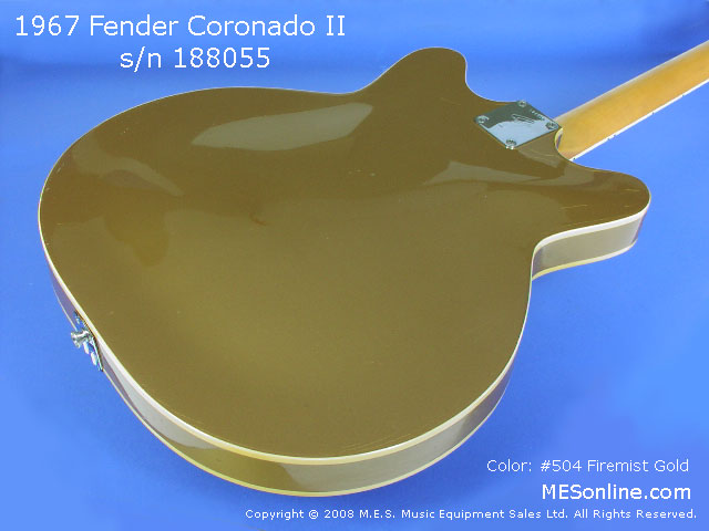 1967 Fender Coronado II Guitar, Firemist Gold, Back Right View