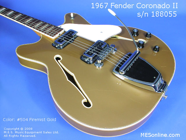 1967 Fender Coronado II Guitar, Firemist Gold, Body Left View